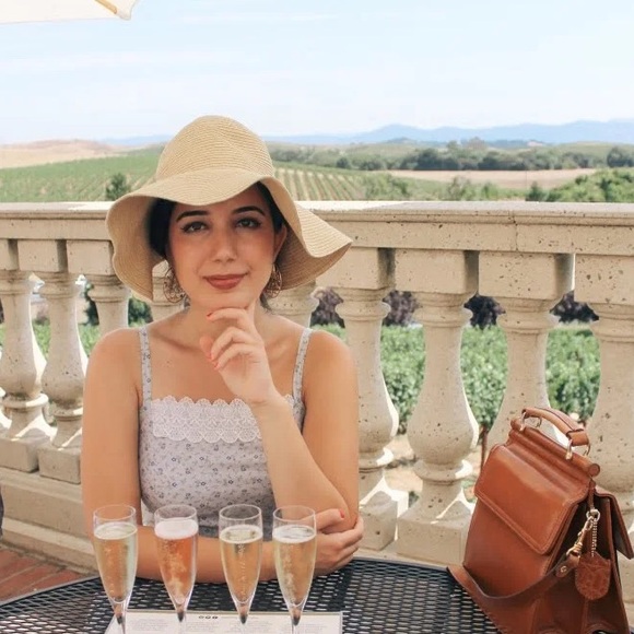 Vintage floral tan & pink floppy summer bucket hat - Picture 6 of 7